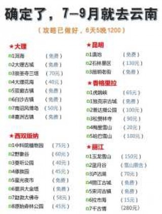 去云南旅游大概需要多少钱，去云南旅行要花多少钱
